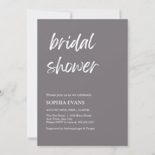 Invitación Moderna ducha Minimalista de novia gris fósil