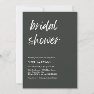 Invitación Moderna ducha Minimalista Onyx Black Bridal Shower