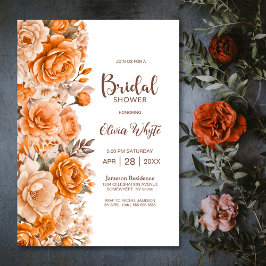Invitación Moderna ducha Naranja floral de novias