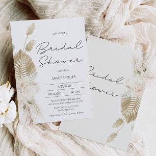 Invitación Moderna Ducha nupcial de Boho Beige Green Floral
