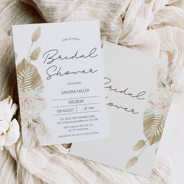 Invitación Moderna Ducha nupcial de Boho Beige Green Floral (Subido por el creador)