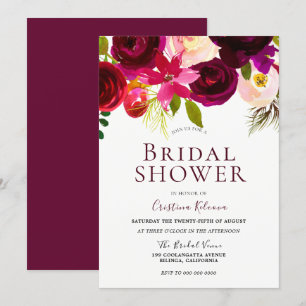 Invitación Moderna ducha nupcial de Boho Boho Rojo Borgoña