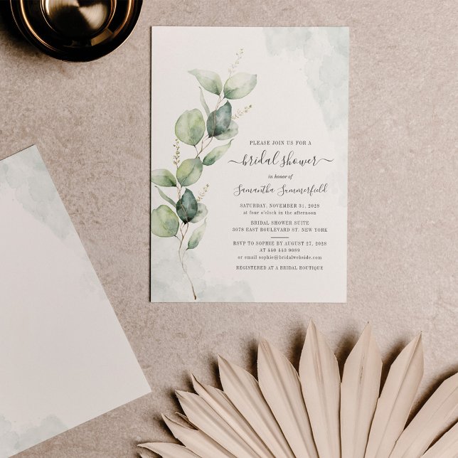 Invitación Moderna ducha nupcial de eucalipto botánico (Subido por el creador)