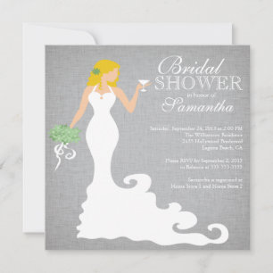 Invitación Moderna ducha nupcial de vino de novia rubia de ot