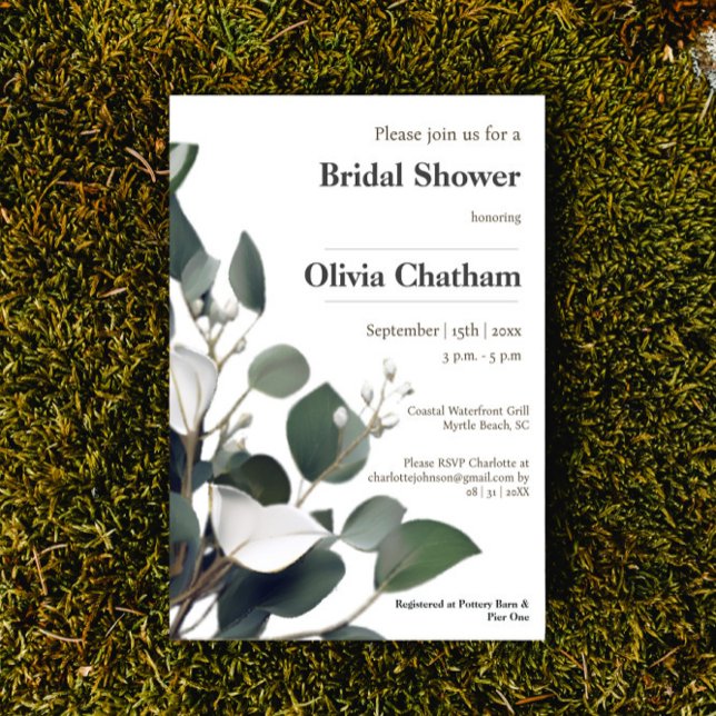 Invitación Moderna ducha nupcial Eucalyptus (Modern Eucalyptus Bridal Shower Invitation)