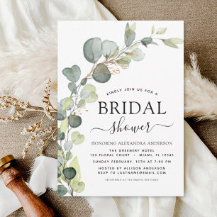 Invitación Moderna ducha nupcial Eucalyptus Boho Botánico