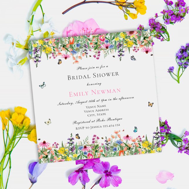 Invitación Moderna ducha nupcial floral Boho Wildflower (Subido por el creador)