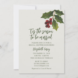 Invitación Moderna ducha nupcial Mistletoe | Navidades Holly