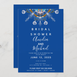 Invitación Moderna ducha nupcial nudista azul Mandala