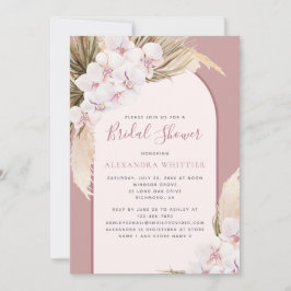 Invitación Moderna Ducha nupcial tropical floral Pampas