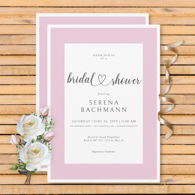 Invitación Moderna ducha romántica rosa y blanca de novias (Modern Romantic Pink & White Bridal Shower Invitation)