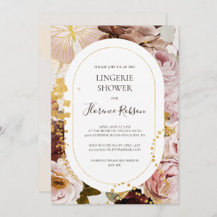 Invitación Moderna ducha Rubor Floral Watercolor Lingerie