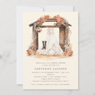Invitación Moderna ducha rústica occidental floral de novias