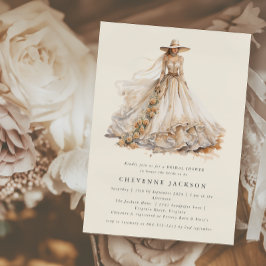 Invitación Moderna ducha rústica occidental floral de novias