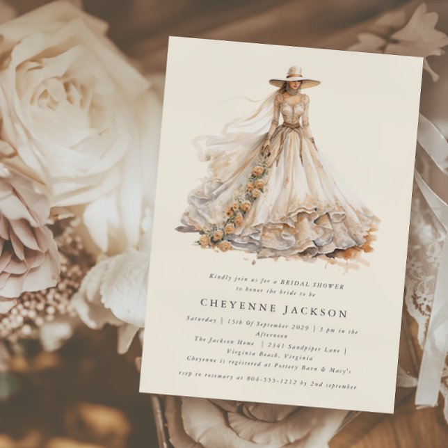 Invitación Moderna ducha rústica occidental floral de novias (Subido por el creador)