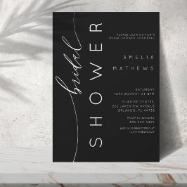 Invitación Moderna ducha simple de novia en blanco y negro