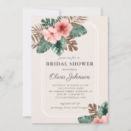 Invitación Moderna ducha tropical de novias con flores de Boh