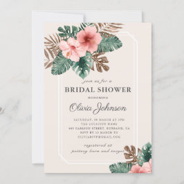 Invitación Moderna ducha tropical de novias con flores de Boh