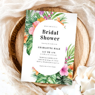 Invitación Moderna ducha tropical floral tropical de novias