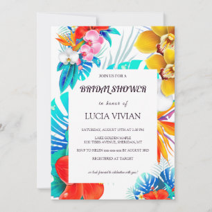 Invitación Moderna ducha tropical tropical tropical de base b