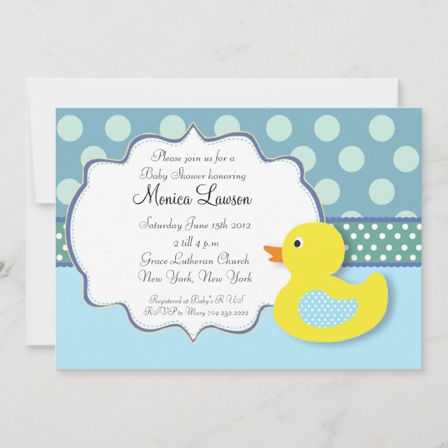 Invitación moderna Ducky de Baby Shower (Anverso)