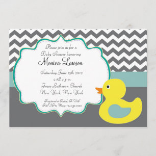 Invitación moderna Ducky de Chevron Baby Shower