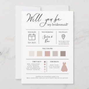 Invitación Moderna edición de color Bridesmaid Propuesta de c