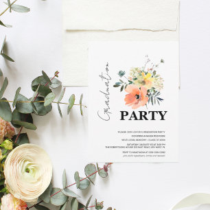 Invitación Moderna Educación de Graduación Floral y Verdor