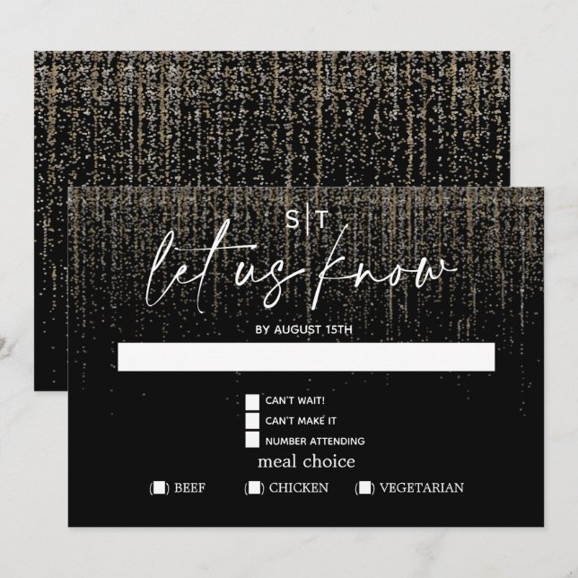 Invitación Moderna Elección de Comida RSVP Edgy Champagne Pur (Anverso / Reverso)