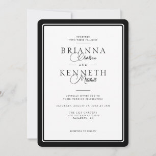 Invitación Moderna elegancia Boda de marco blanco y negro