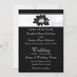 Invitación Moderna elegancia, color gris negro Floral acuátic