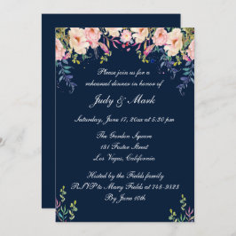 Invitación Moderna elegancia Ensayo Floral Rosa Cena