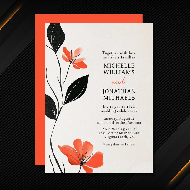 Invitación Moderna elegancia floral con audaz Boda de flores (Modern Floral Elegance with Bold Blooms Wedding Invitation)
