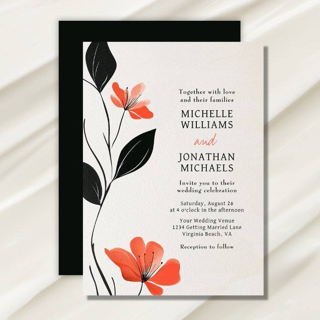 Invitación Moderna elegancia floral con audaz Boda de flores (Modern Floral Elegance with Bold Blooms Wedding Invitation)