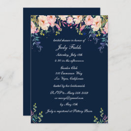 Invitación Moderna Elegancia Floral Rosa Ducha Bridal