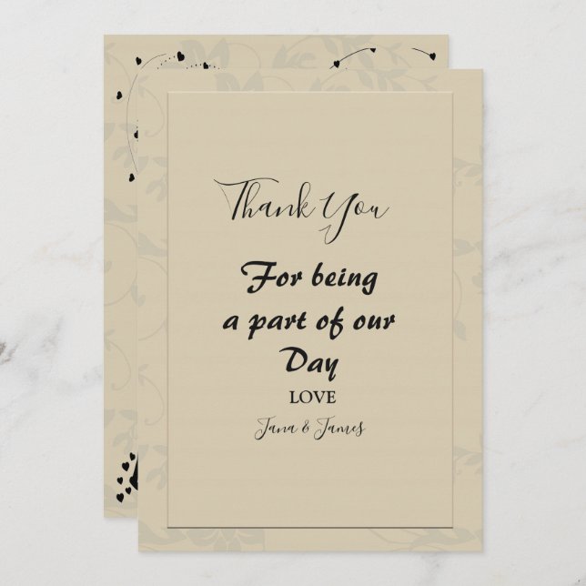 Invitación Moderna elegancia Romántica gracias (Anverso / Reverso)