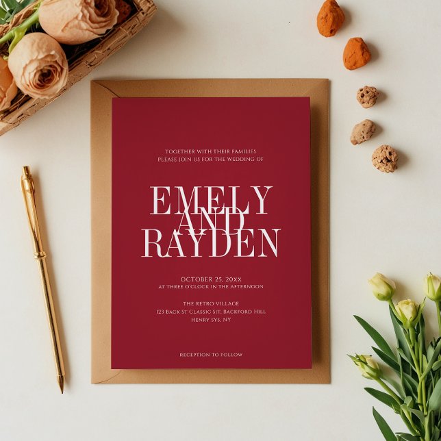 Invitación Moderna elegancia Ruby Red QR Boda de código (Subido por el creador)