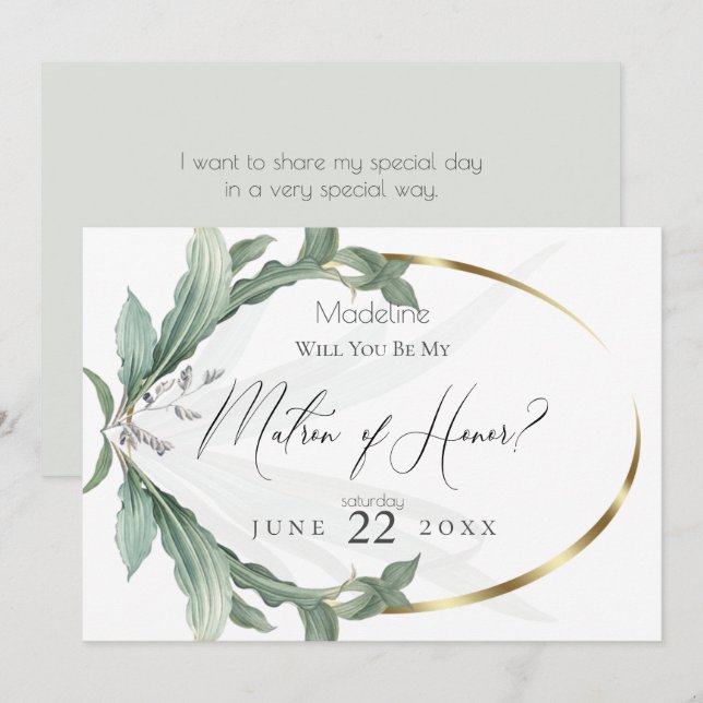 Invitación Moderna elegancia tropical deja mi atrón de honor (Anverso / Reverso)