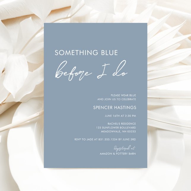 Invitación Moderna Elegante Algo Azul Ducha Bridal (Subido por el creador)