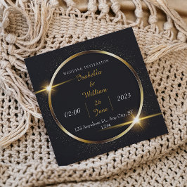 Invitación Moderna elegante Boda Elegante en Negro y Oro