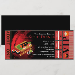 Invitación Moderna Elegante Cena de Sushi Negra y Roja para V