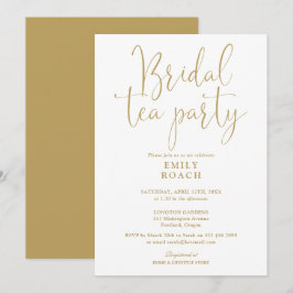 Invitación Moderna elegante escritura dorada Bridal Tea Fiest