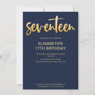 Invitación Moderna Elegante Fiesta de Cumpleaños Número 17 Az