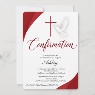 Invitación Moderna Elegante Paloma Cruz Confirmación