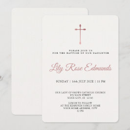 Invitación Moderna Elegante Rosa Oro & Negro Bautizo 