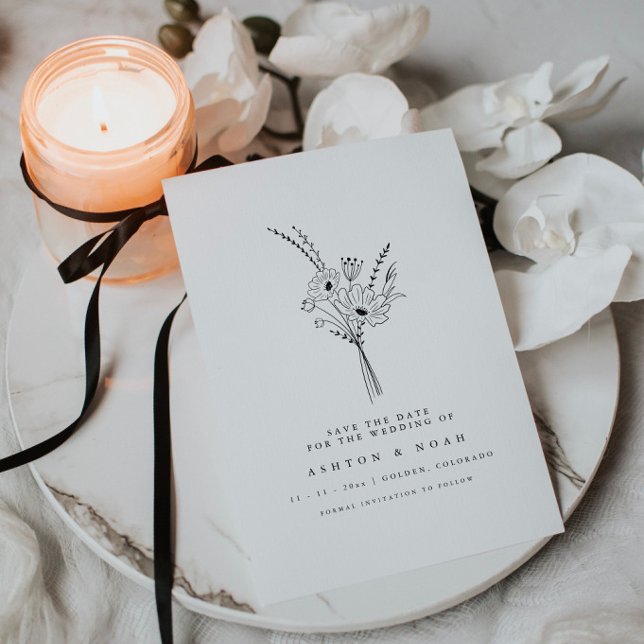 Invitación Moderna Elegante Sencilla Floral Guardar La Tarjet (Subido por el creador)