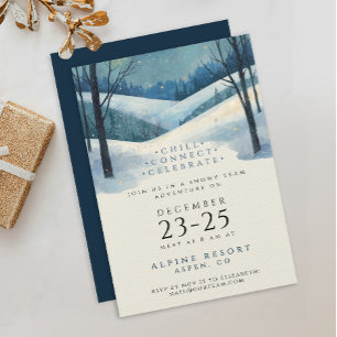 Invitación Moderna empresa Blue Mountain Getaway Watercolor