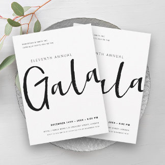 Invitación Moderna empresa GALA Mínima Empresa Negra y Blanca