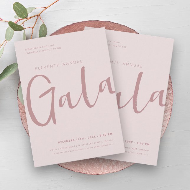 Invitación Moderna empresa GALA Minimal Empresa Rubor Pink (Modern Minimal GALA Company Business Blush Pink Invitation)