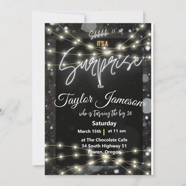 invitación moderna en blanco y negro con QR rsvp s (Anverso)